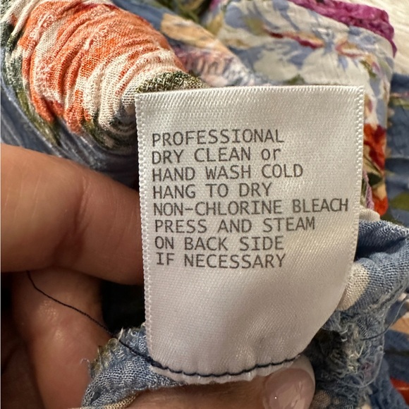 RACHEL Rachel Roy Floral Blouse - Blue and Multicolor Tie Blouse Size L - Picture 14 of 15